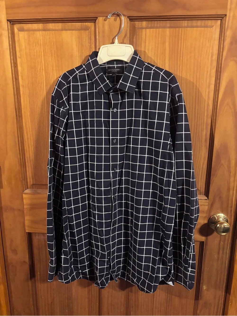 Banana Republic Men's Navy Windowpane Shirt